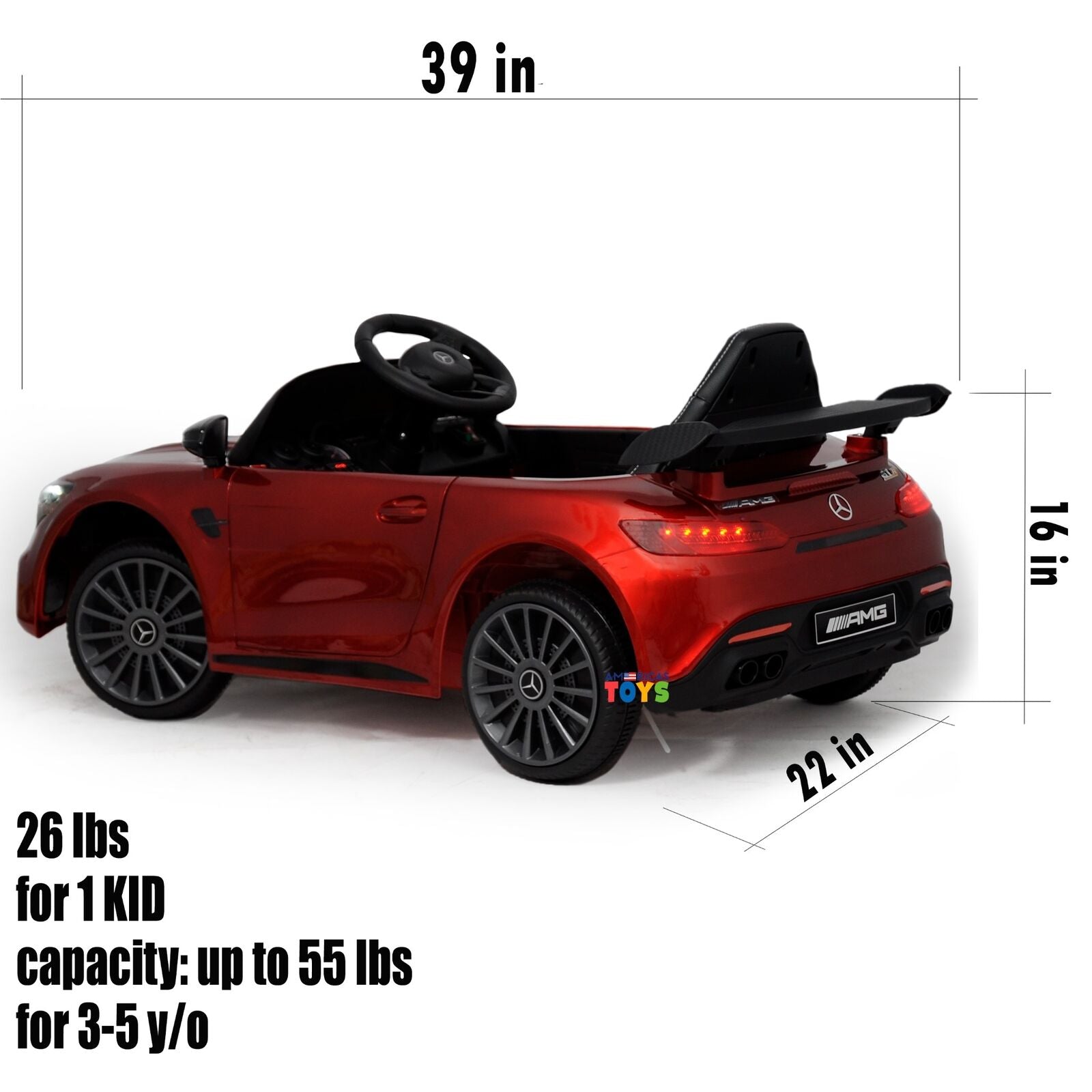 Licensed Mercedes-Benz 12V Ride-On Car with RC Control, MP3 Player, and Multiple Color Options for Kids