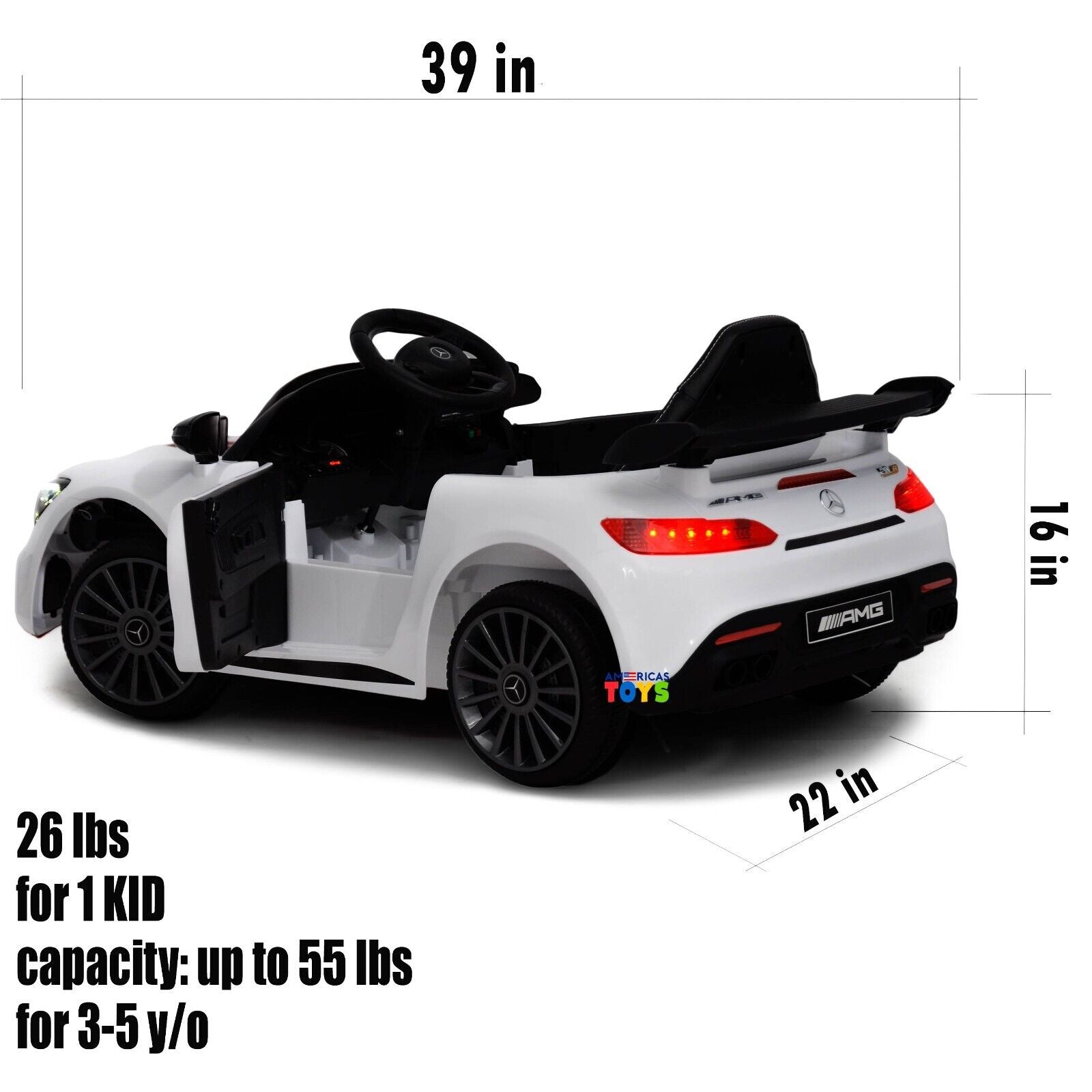 Licensed Mercedes-Benz 12V Ride-On Car with RC Control, MP3 Player, and Multiple Color Options for Kids