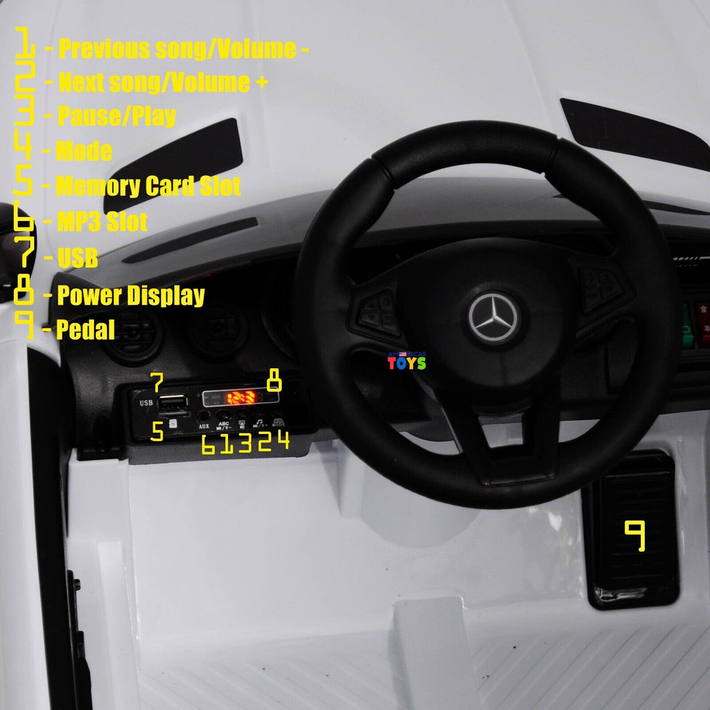 Licensed Mercedes-Benz 12V Ride-On Car with RC Control, MP3 Player, and Multiple Color Options for Kids