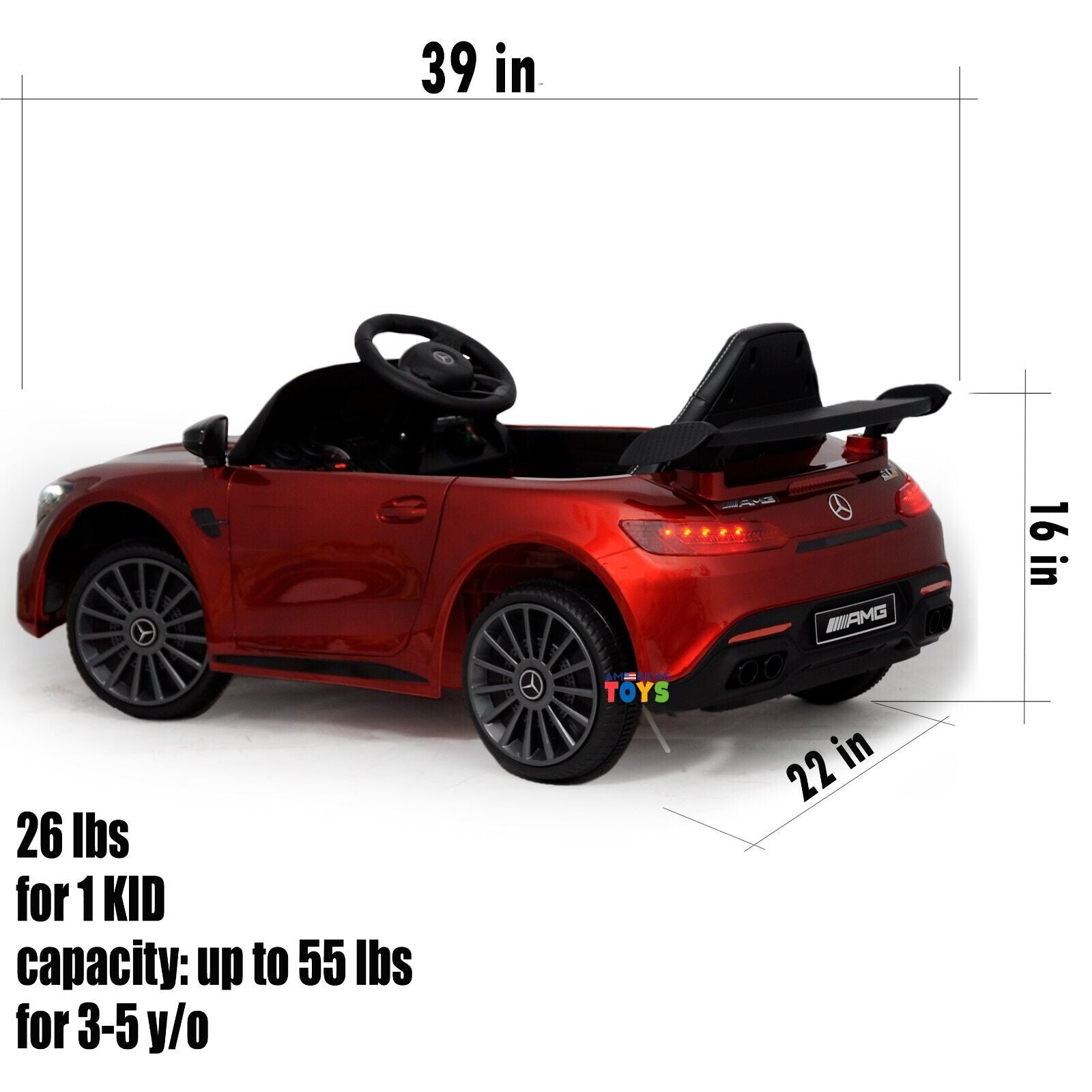 Licensed Mercedes-Benz 12V Ride-On Car with RC Control, MP3 Player, and Multiple Color Options for Kids