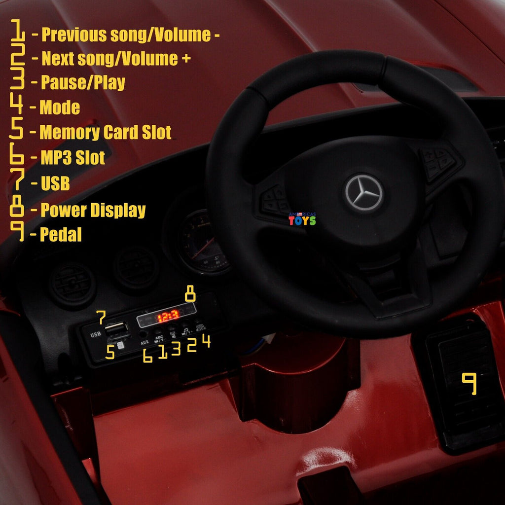 Licensed Mercedes-Benz 12V Ride-On Car with RC Control, MP3 Player, and Multiple Color Options for Kids