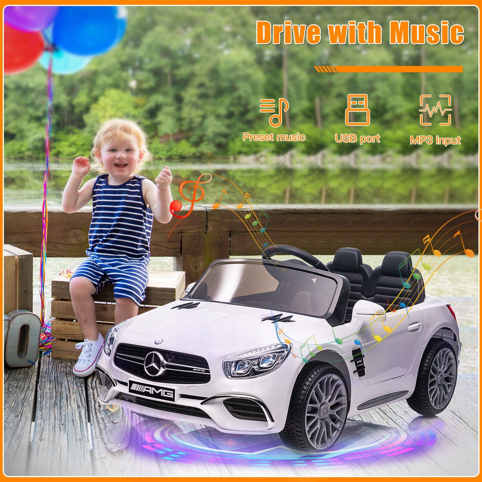 Licensed Mercedes-Benz 2 Seater Electric Ride-On Car for Kids with Remote Control
