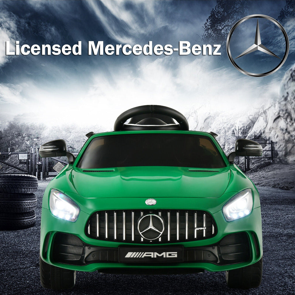 Licensed Mercedes Benz AMG GTR 12V Kids Ride On Car with Remote Control and MP3 Player - Green