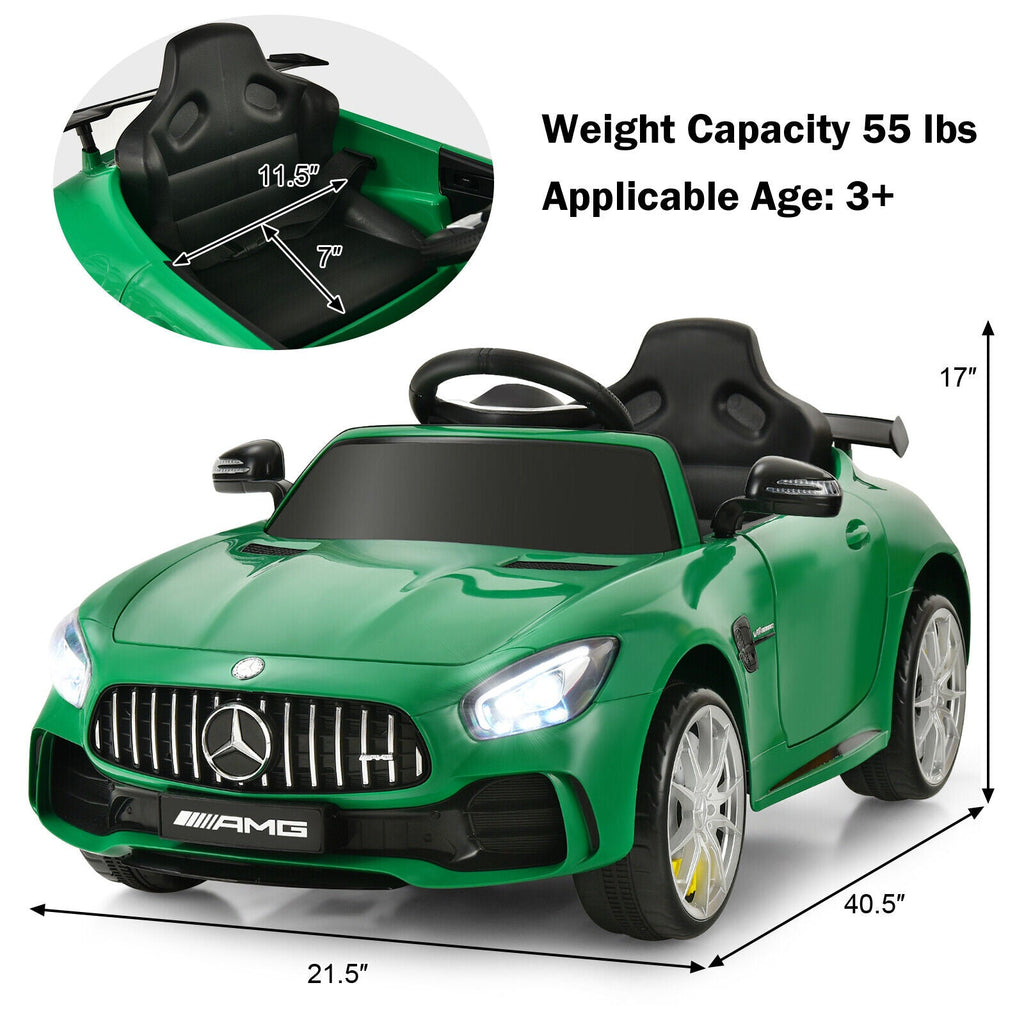 Licensed Mercedes Benz AMG GTR 12V Ride On Car for Kids with MP3 Player and Remote Control - Green