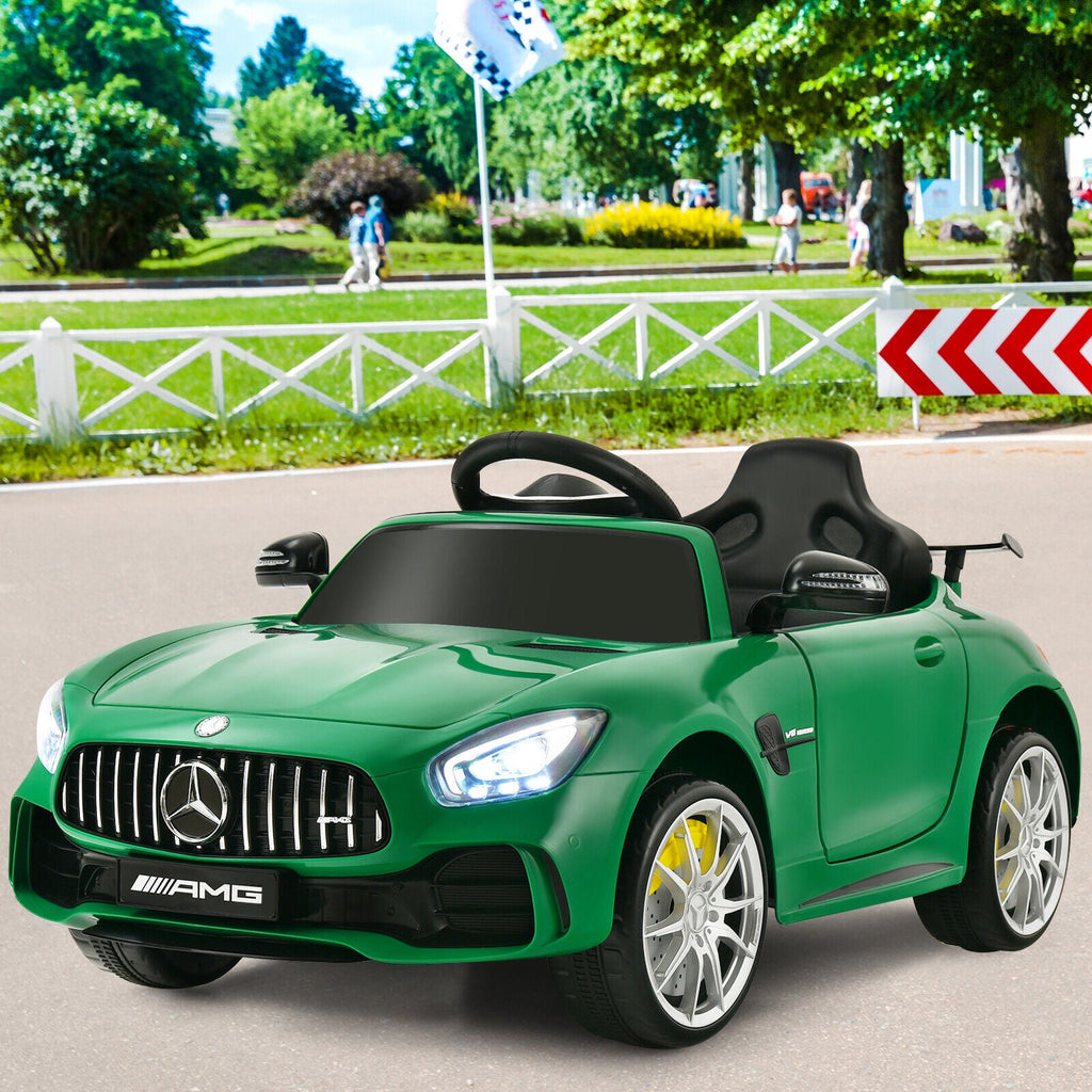Licensed Mercedes Benz AMG GTR 12V Ride On Car with Remote Control & MP3 Player for Kids - Green