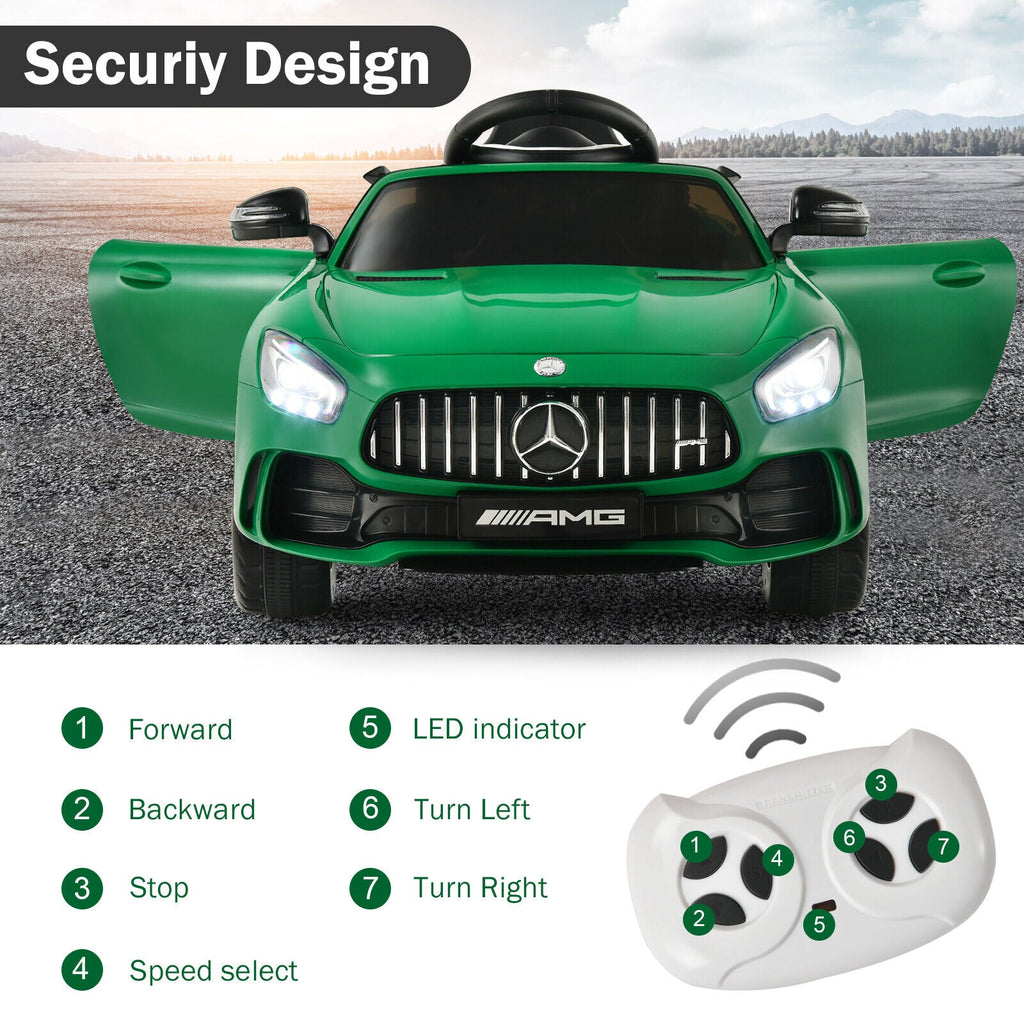 Licensed Mercedes Benz AMG GTR 12V Ride On Car with Remote Control & MP3 Player for Kids - Green