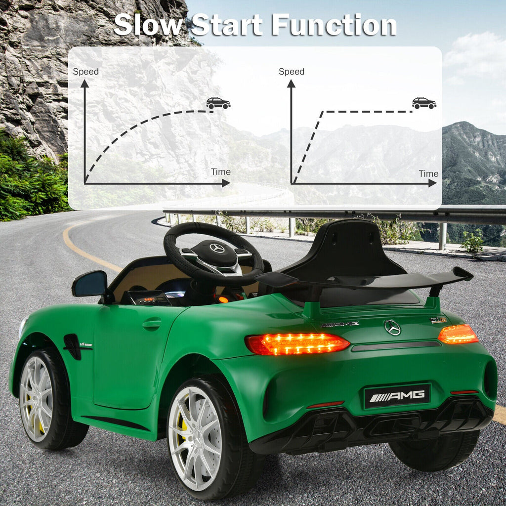 Licensed Mercedes Benz AMG GTR 12V Ride On Car with Remote Control & MP3 Player for Kids - Green