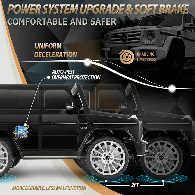 12V Mercedes-Benz G500 Kids Ride-On Car with USB, Bluetooth, and LED Lights