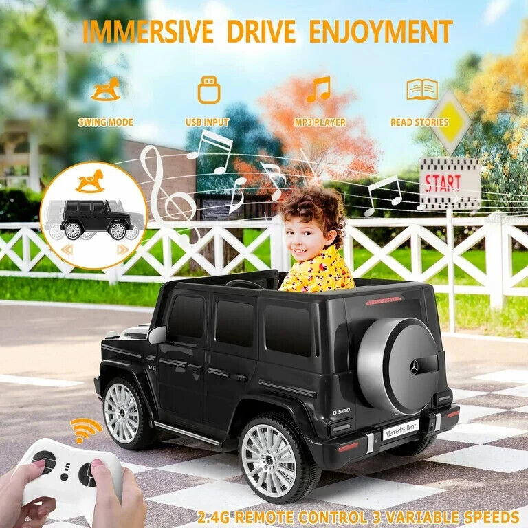 12V Mercedes-Benz G500 Kids Ride-On Car with USB, Bluetooth, and LED Lights