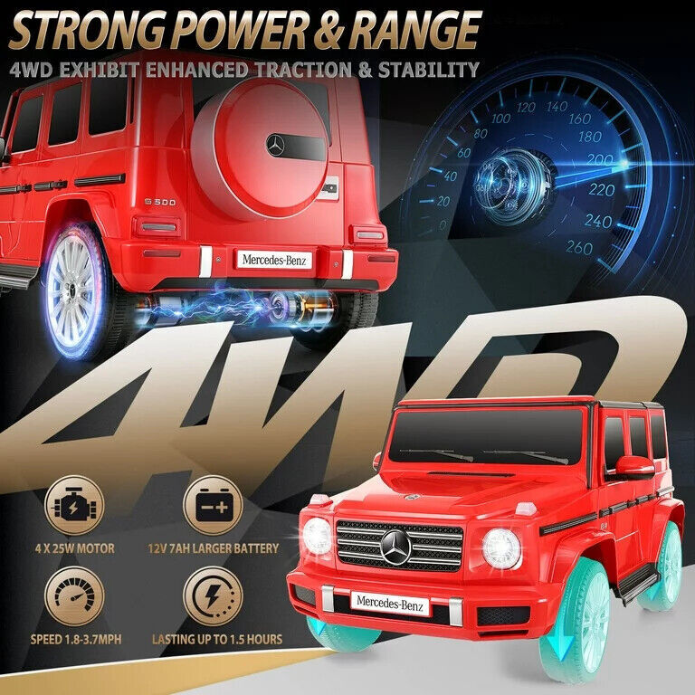 Licensed Mercedes Benz G500 Electric Ride-On Car for Kids, 12V Battery Powered Vehicle