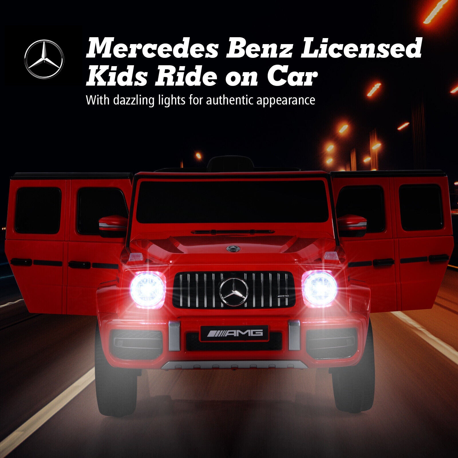 Licensed Mercedes-Benz G63 12V Kids Ride On Car with Music & Remote Control - Red