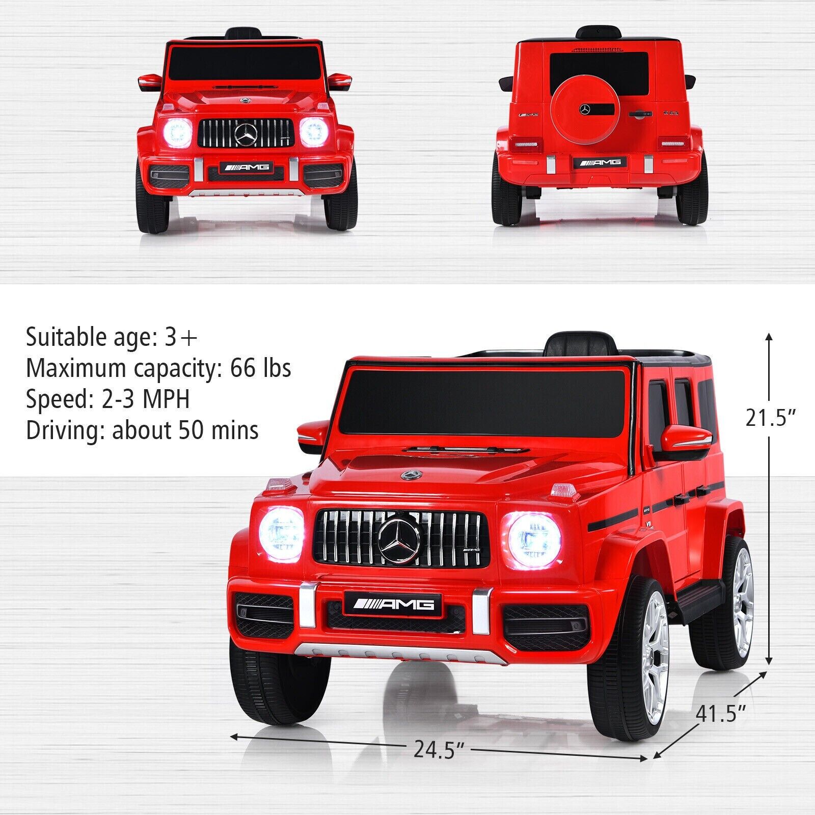 Licensed Mercedes-Benz G63 12V Kids Ride On Car with Remote Control and Music