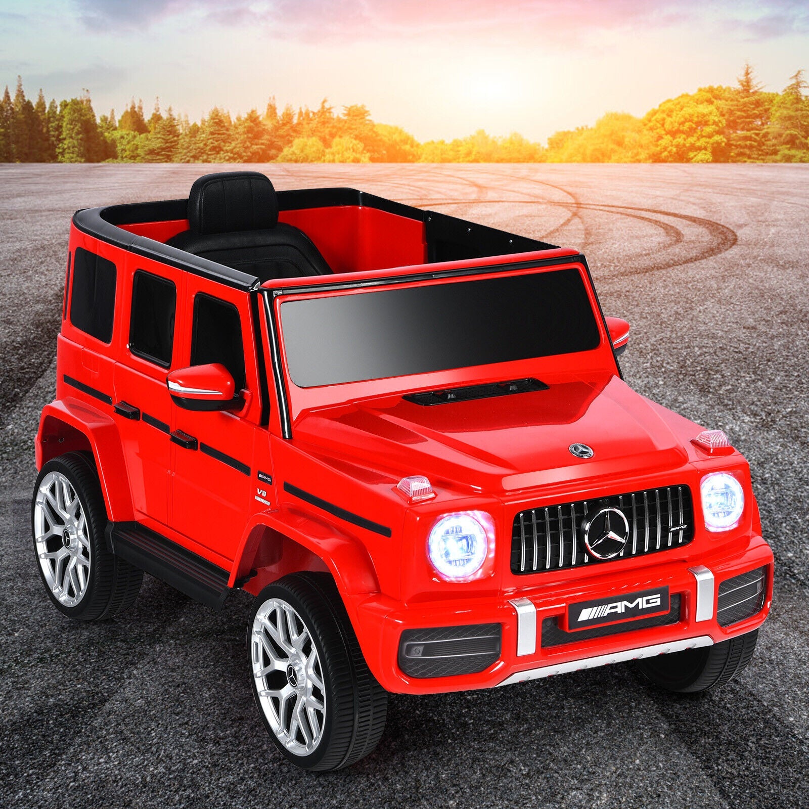 Licensed Mercedes-Benz G63 12V Kids Ride On Car with Remote Control and Music in Red