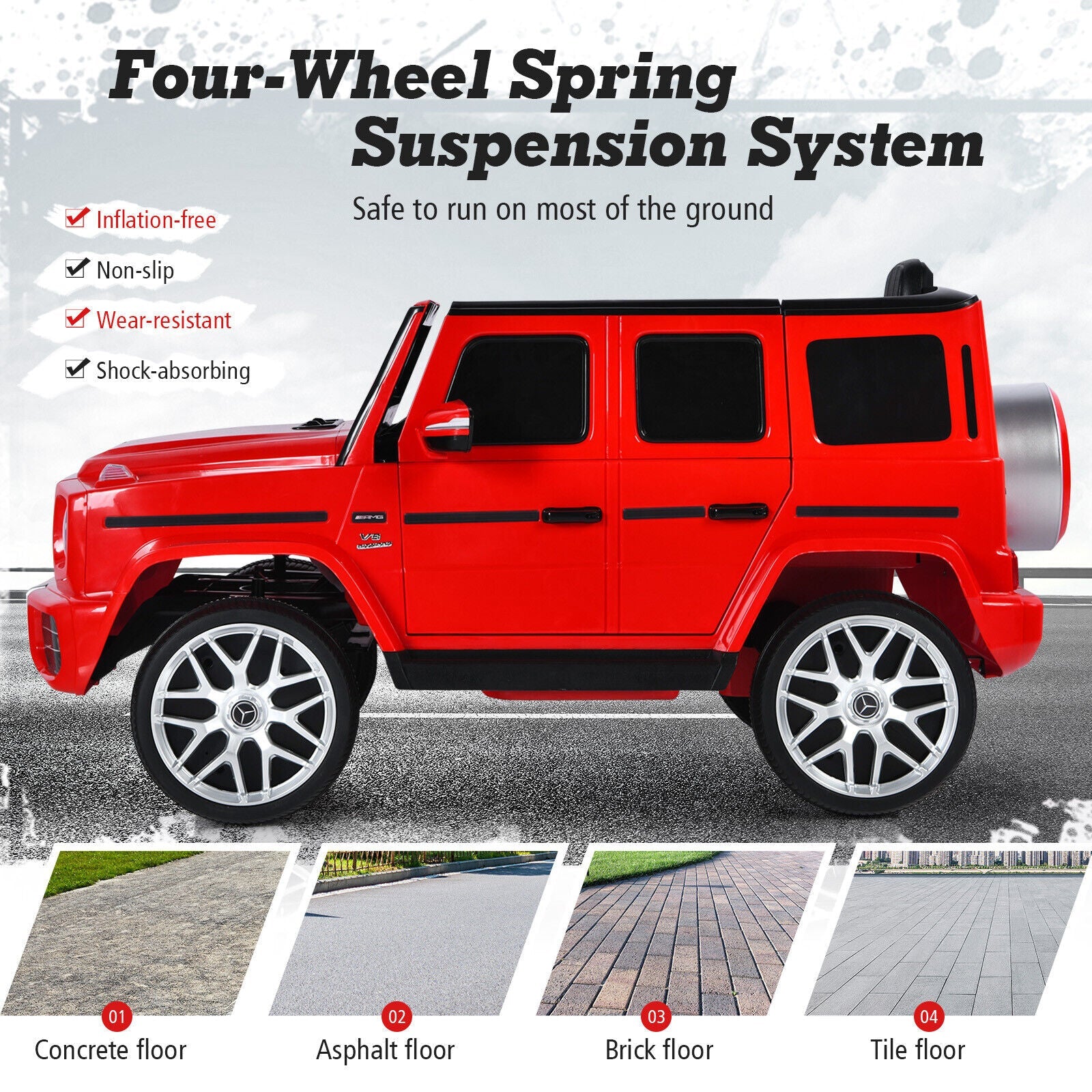 Licensed Mercedes-Benz G63 12V Kids Ride On Car with Remote Control and Music in Red