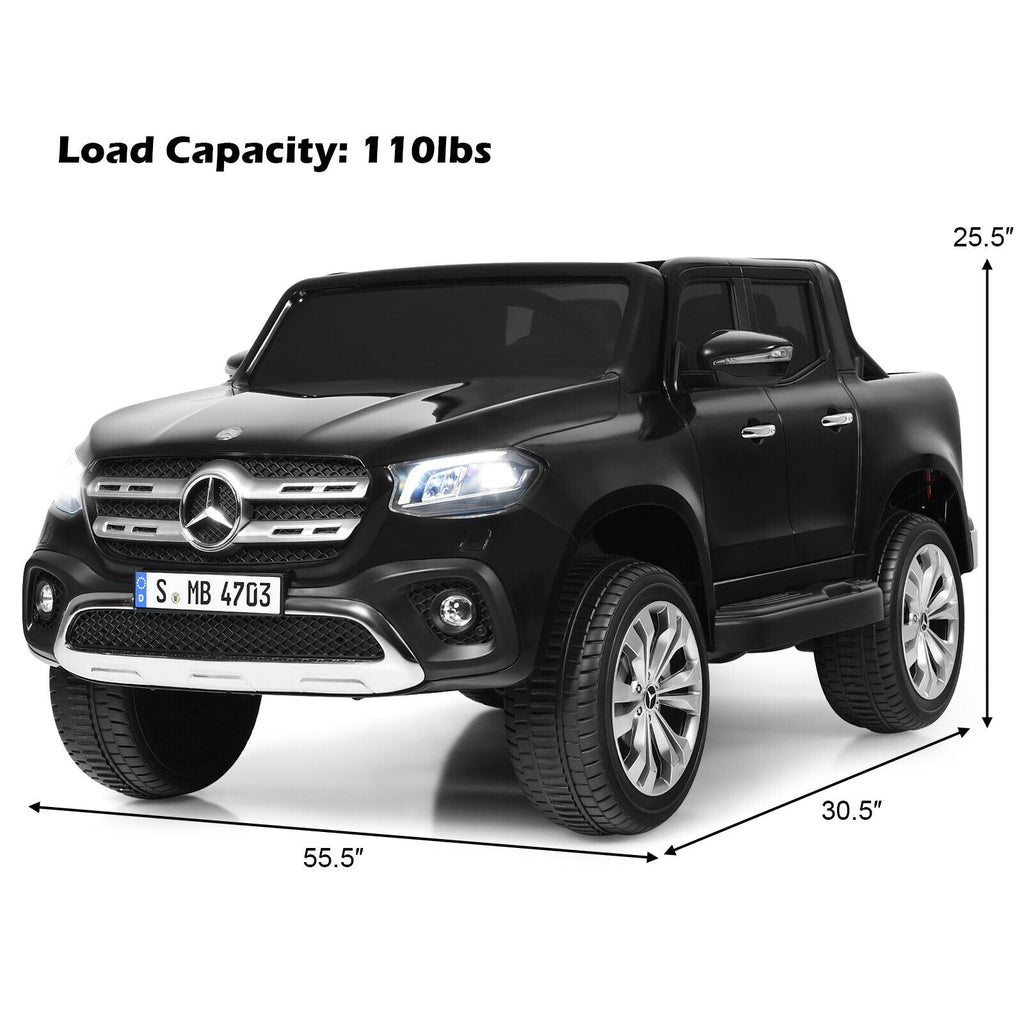 Licensed Mercedes Benz X Class RC 2-Seater Kids Ride On Car with Trunk - Black