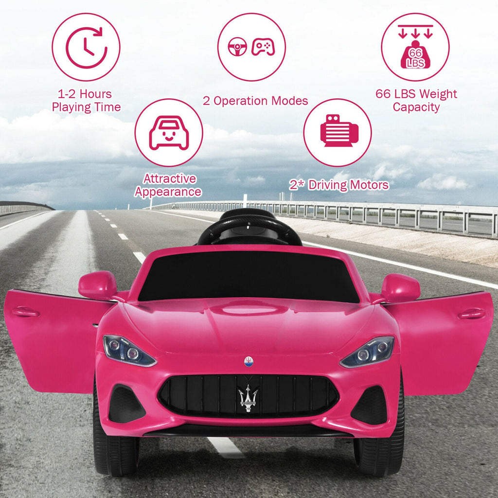 Licensed Pink Maserati GranCabrio 12V Ride On Car with Remote Control and Lights for Kids