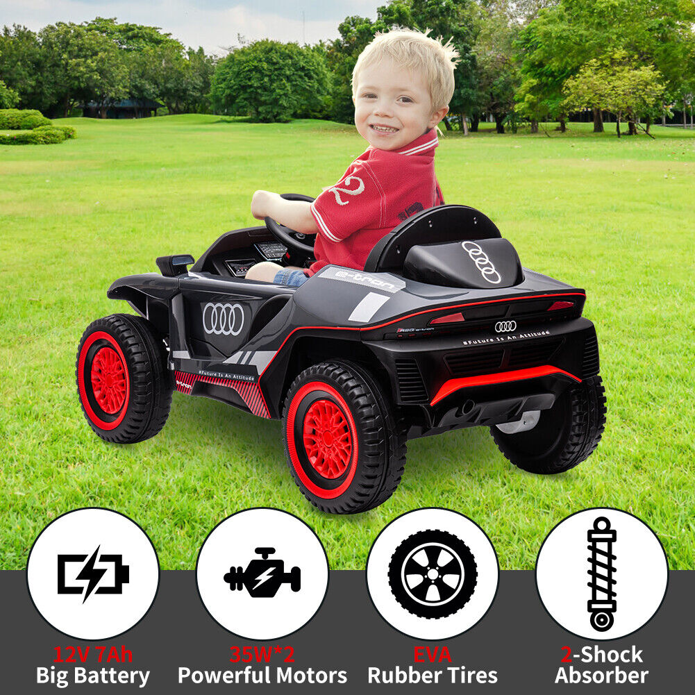 Licensed RS E-trons Racing Car 12V Ride-On with Remote Control for Kids