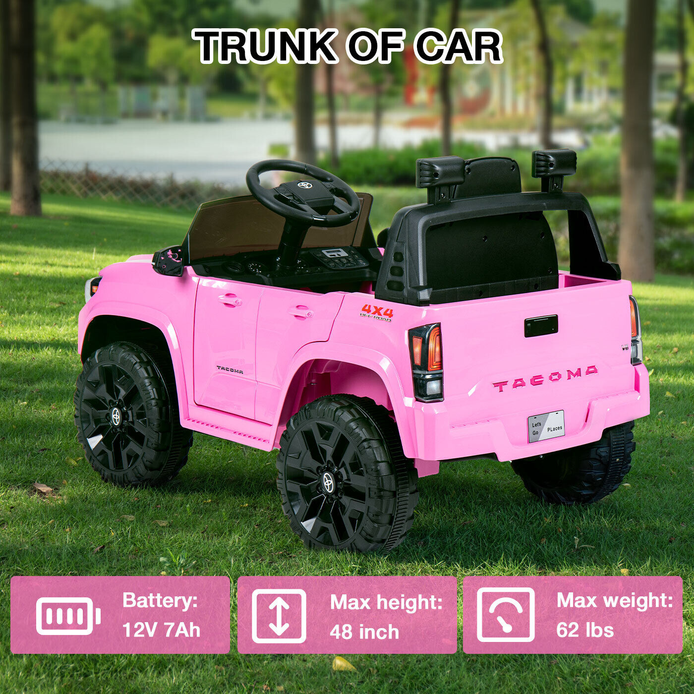 Licensed Toyota Tacoma Ride-On Car for Kids with MP3 Player - 12V Electric Vehicle by Kimbosmart