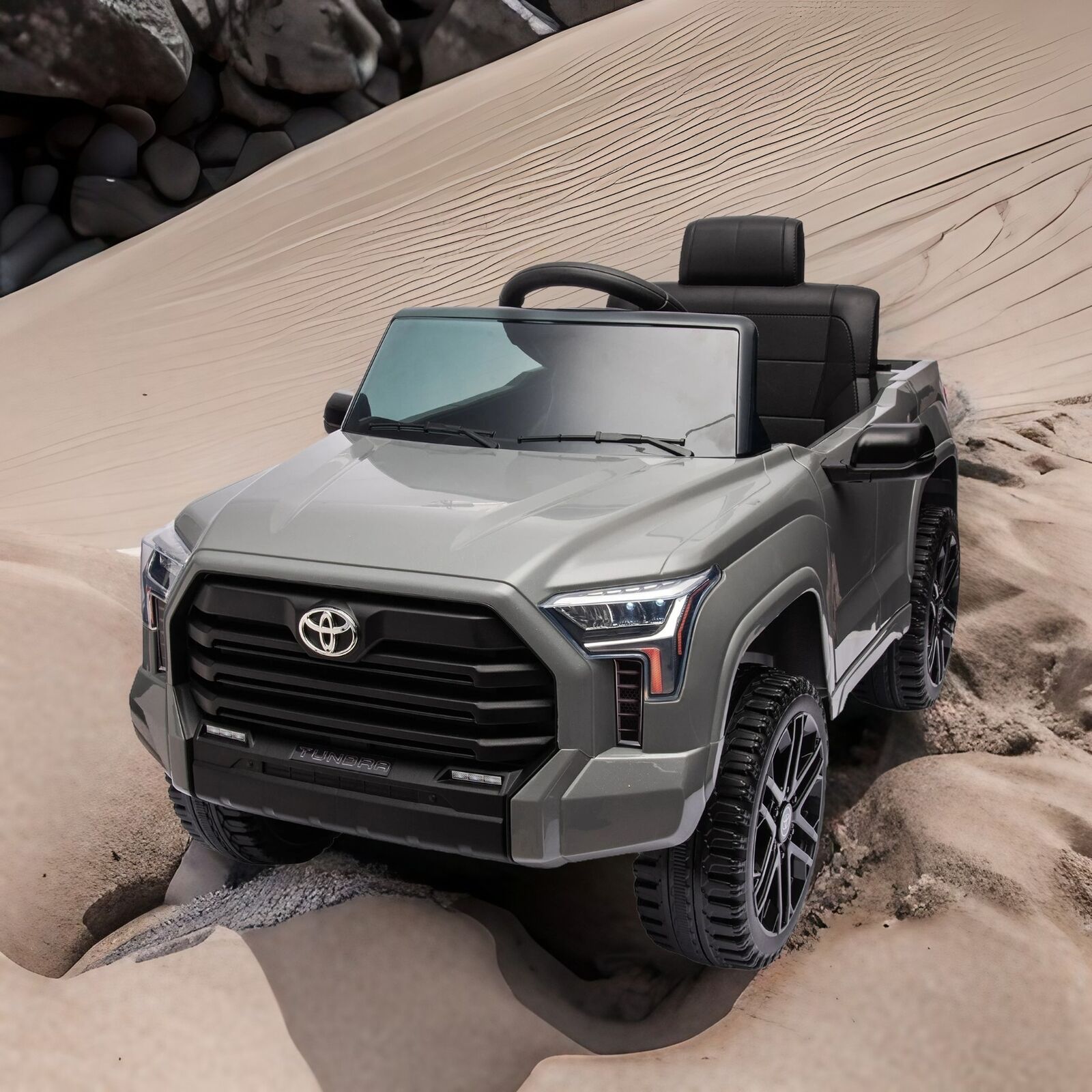 Licensed Toyota Tundra Grey 12V Kids Ride On Pickup Truck with 3 Speeds and Dual Motors