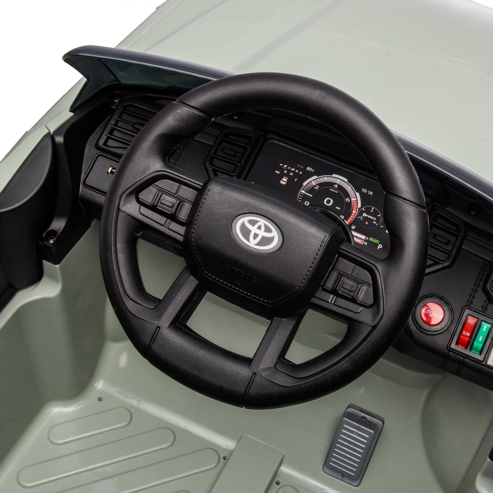 Licensed Toyota Tundra Olive 12V Kids Ride On Pickup Truck with 3 Speeds and Dual Motors