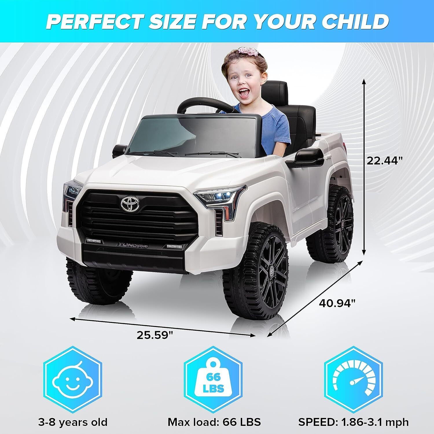 Licensed Toyota Tundra Pickup 12V Battery Powered Ride-On Truck for Kids