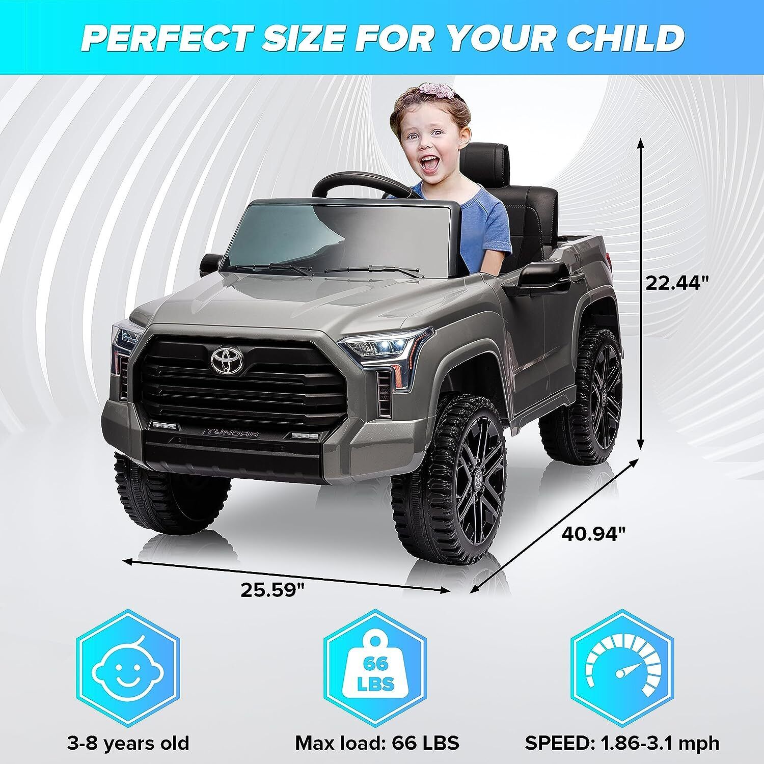 Licensed Toyota Tundra Pickup 12V Battery Powered Ride-On Truck for Kids