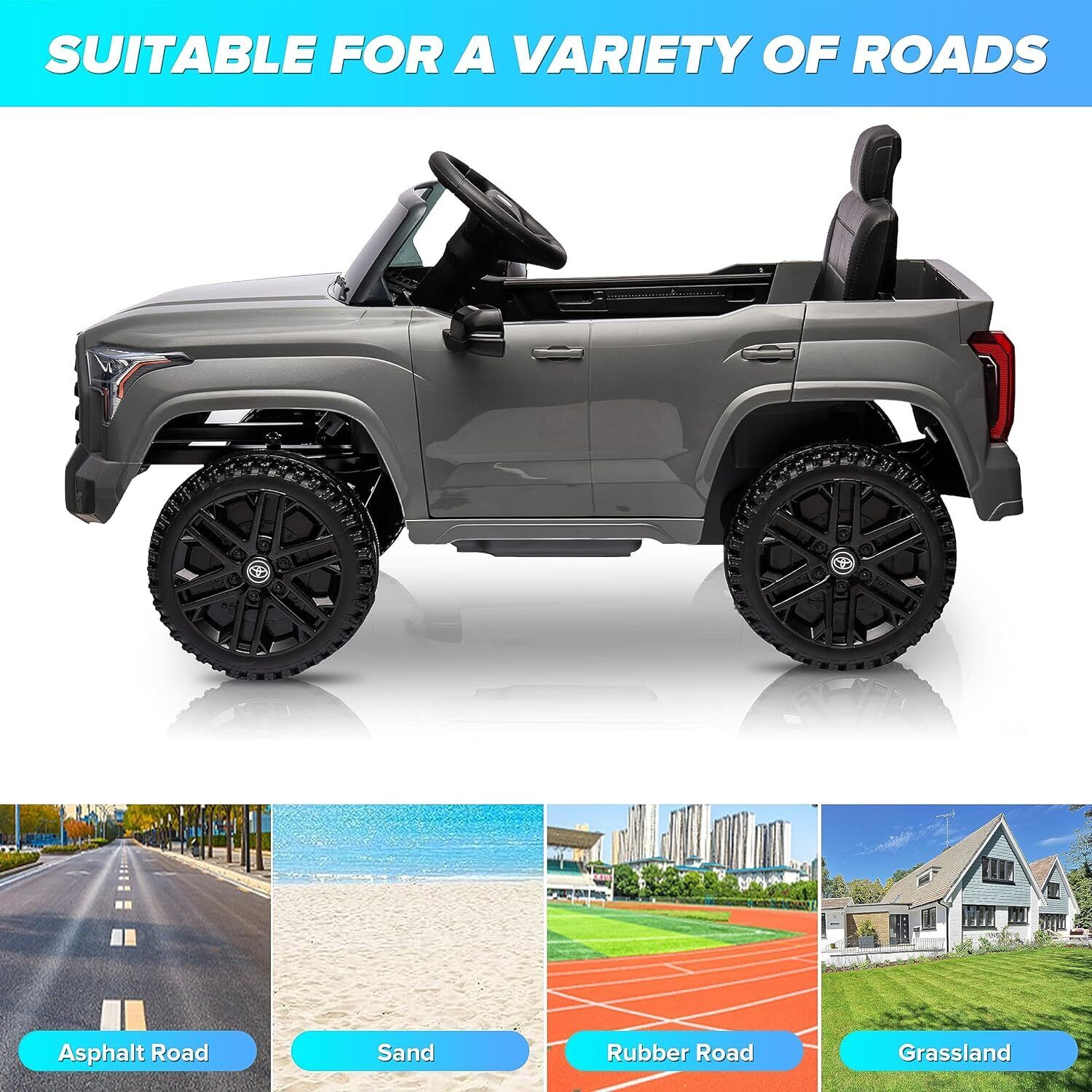 Licensed Toyota Tundra Pickup 12V Battery Powered Ride-On Truck for Kids