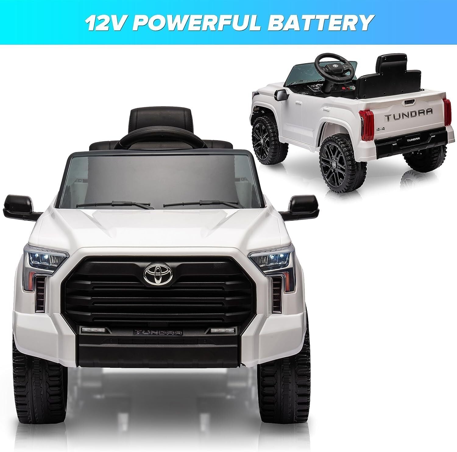 Licensed Toyota Tundra Pickup Electric Car for Kids - 12V 2-Seater Ride On Truck
