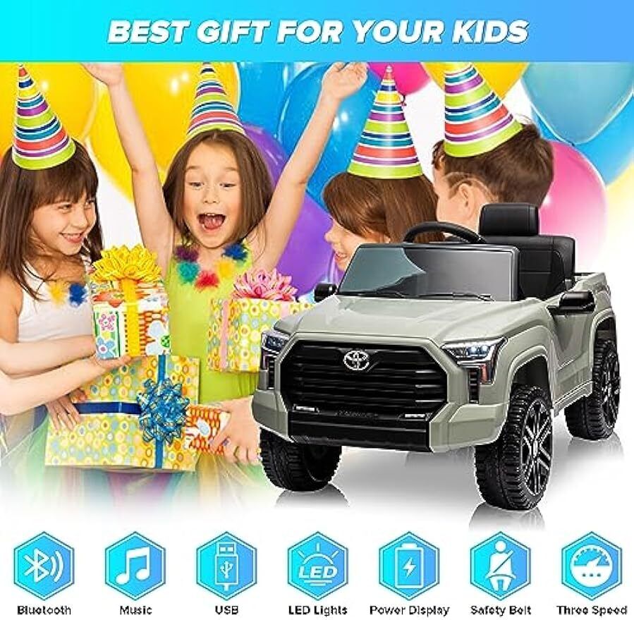 Licensed Toyota Tundra Pickup Electric Car for Kids - 12V 2-Seater Ride On Truck