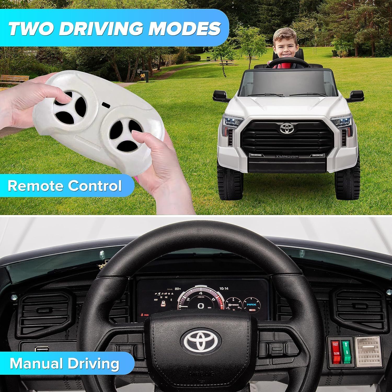 Licensed Toyota Tundra Pickup Electric Car for Kids - 12V 2-Seater Ride On Truck