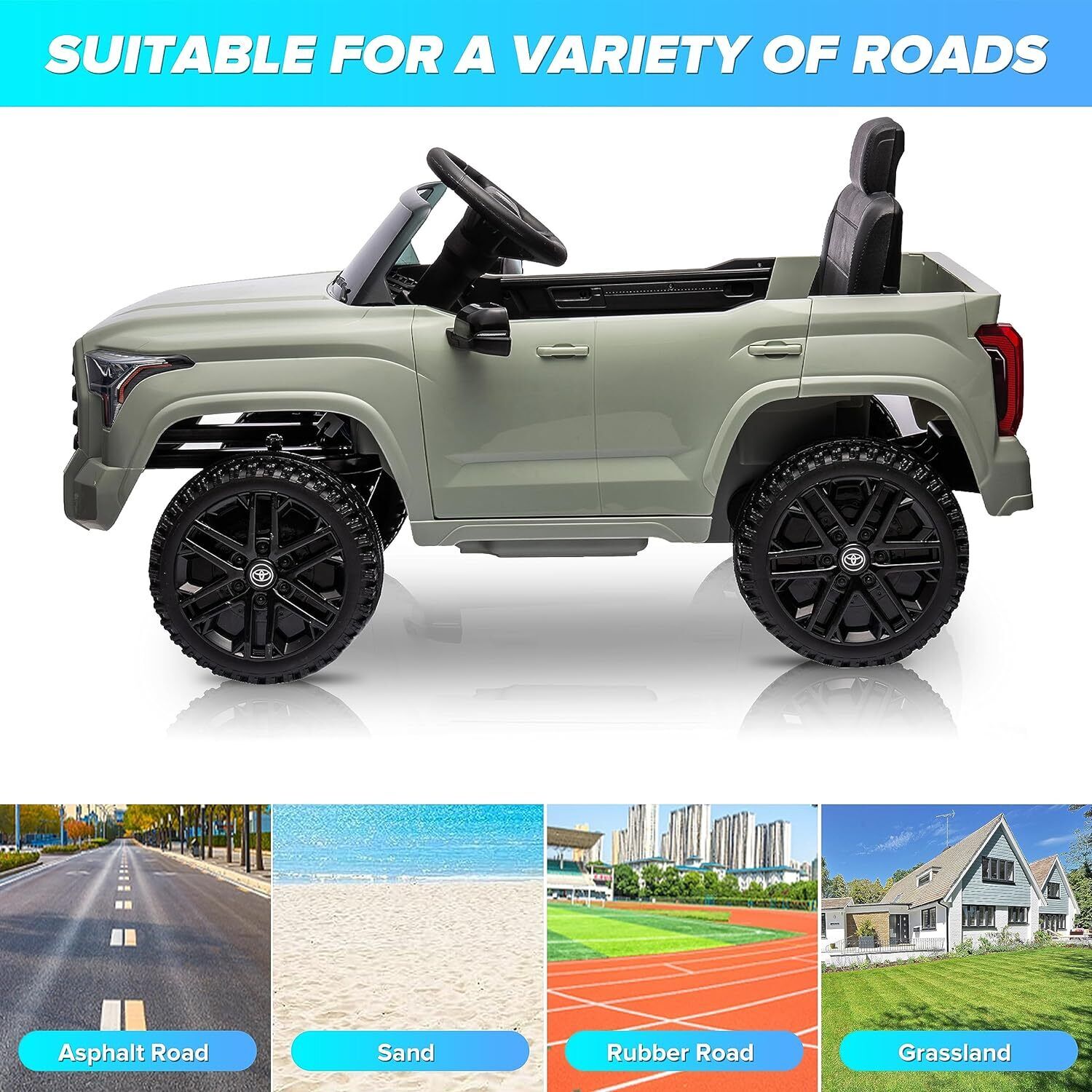Licensed Toyota Tundra Pickup Electric Car for Kids - 12V 2-Seater Ride On Truck