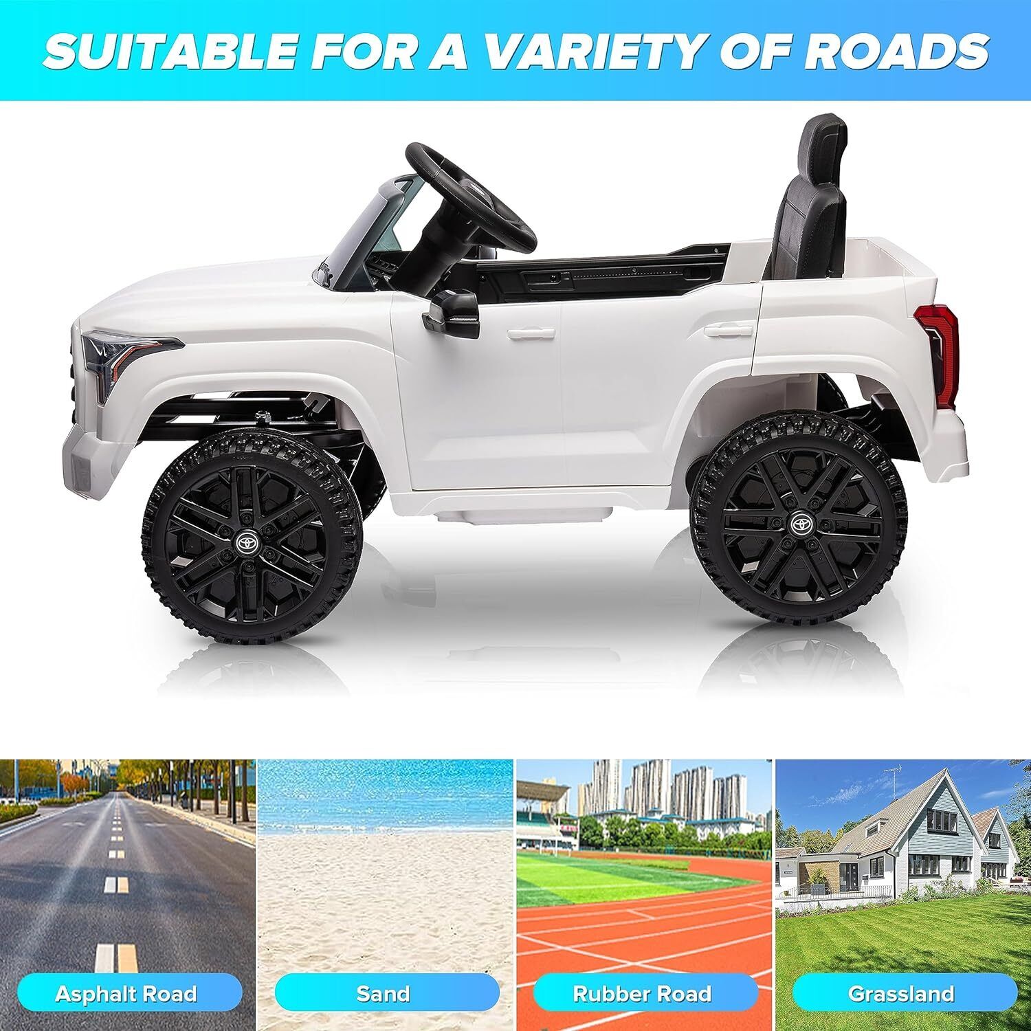 Licensed Toyota Tundra Pickup Electric Car for Kids - 12V 2-Seater Ride On Truck