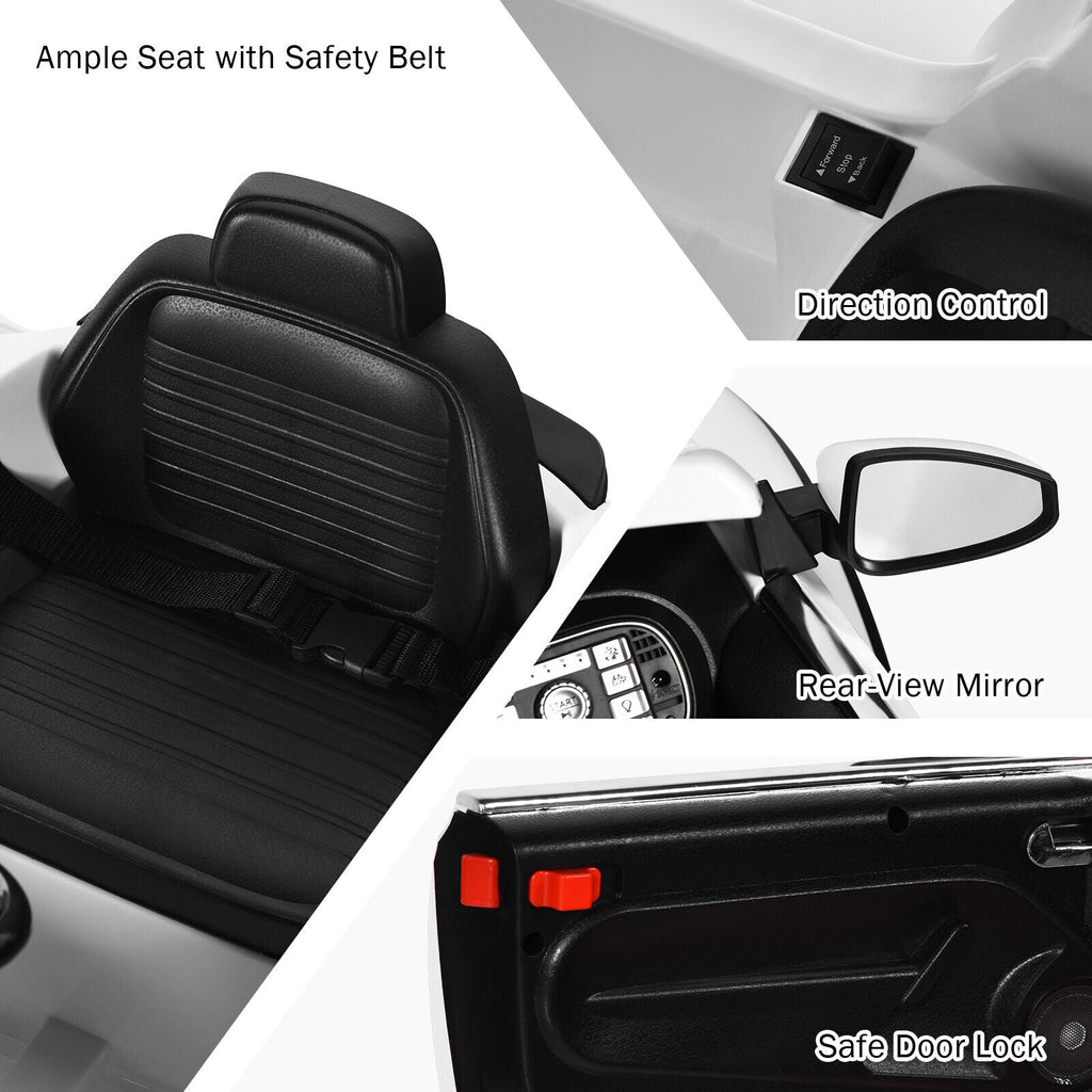 Licensed Volkswagen Beetle 12V Ride On Car for Kids with Music & Remote Control - White