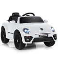 Licensed Volkswagen Beetle 12V Ride On Car for Kids with Remote Control and Music - White