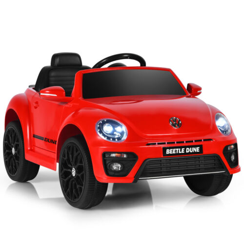 Licensed Volkswagen Beetle 12V Ride-On Car with Music & Remote Control - Red