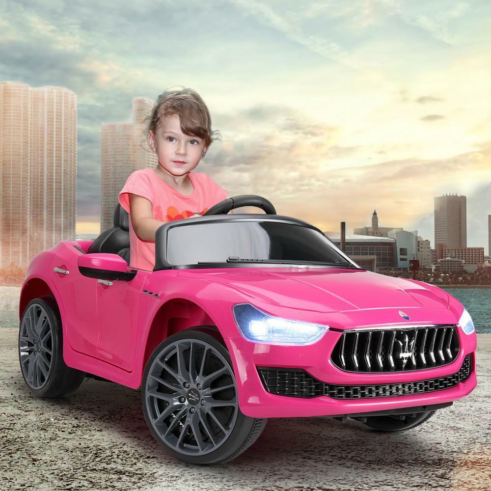 Light Pink Maserati Electric Ride-On Car for Kids with Remote Control