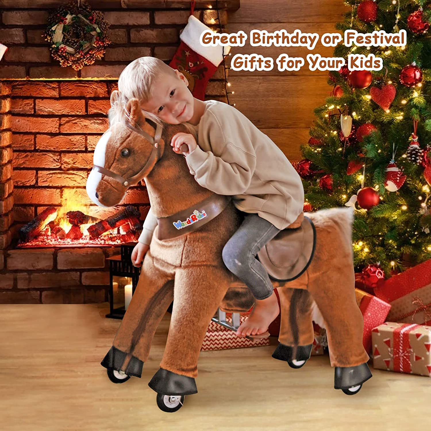 Little Riders' Dream: Mini Horse Toy for Kids Ages 3-5 (30.1 Inches Tall)