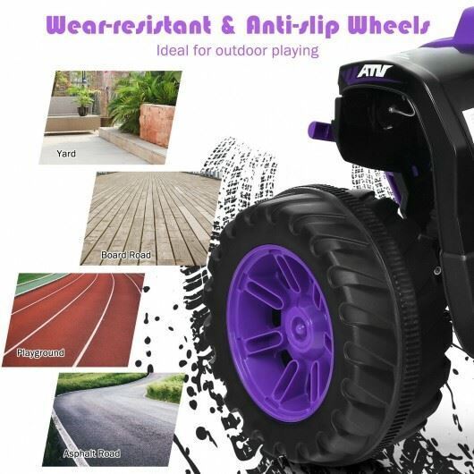 Long-Lasting 12V Kids Electric ATV Quad Ride On Car with LED Light-Purple