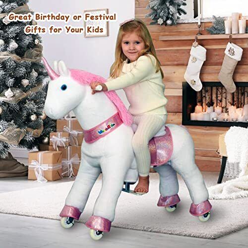 Magical Pink Unicorn Ride-On Toy for Kids Ages 4-9