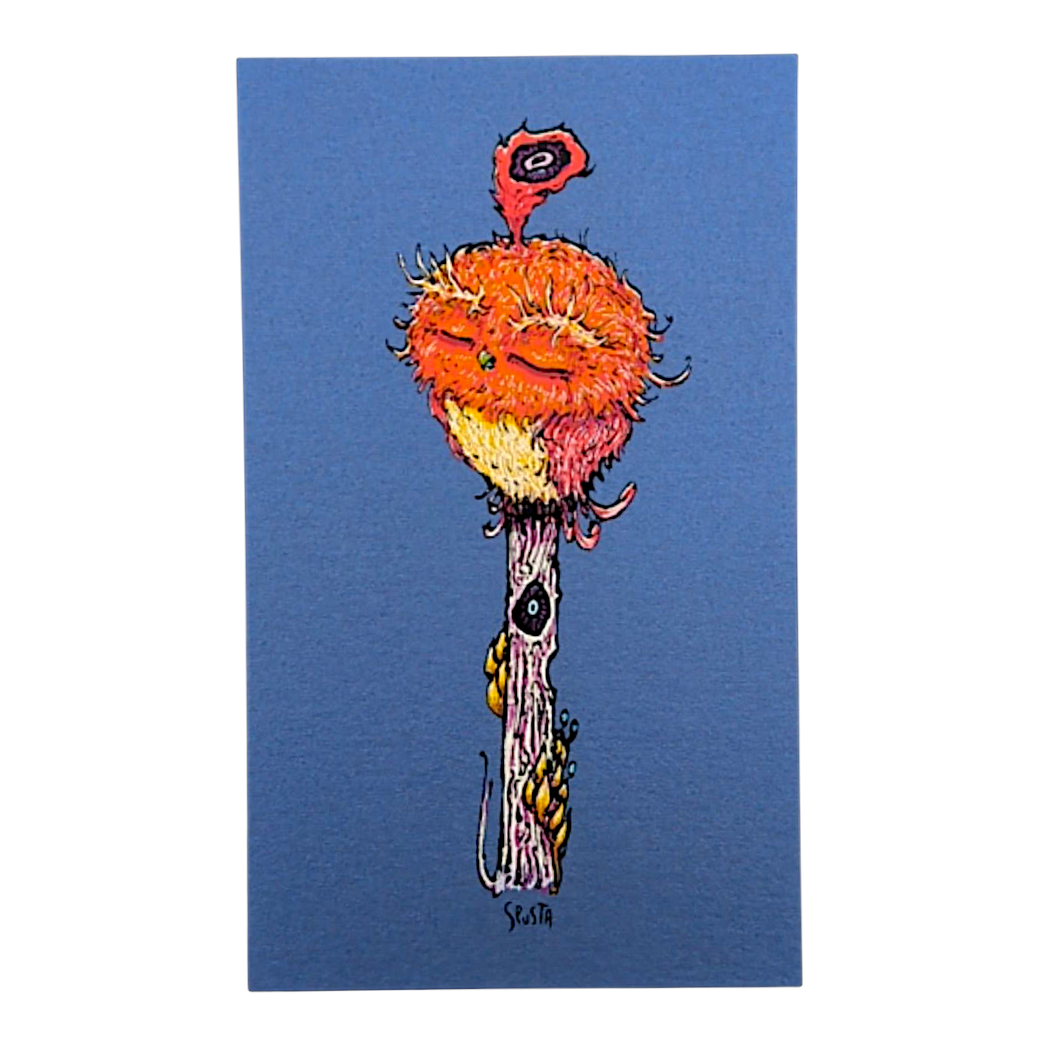 Marq Spusta Bird on Pole (Blue Shimmer) Micro Print