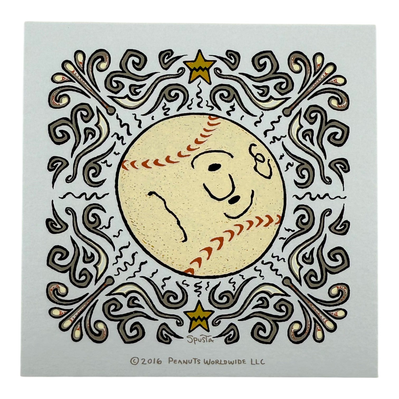 Marq Spusta "Charlie Brown Baseball Head" Micro Print