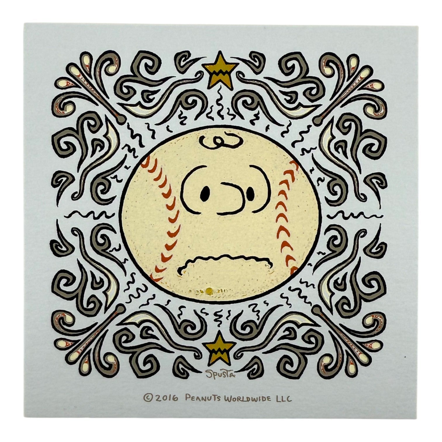 Marq Spusta "Charlie Brown Baseball Head" Micro Print