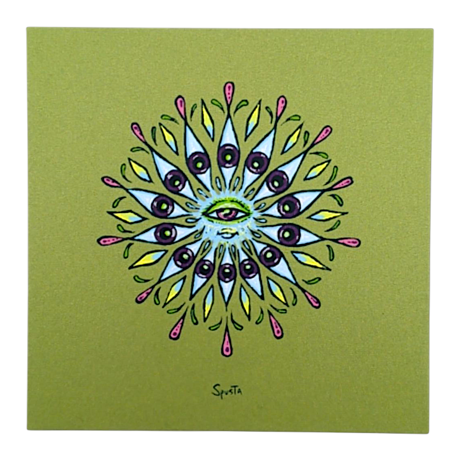 Marq Spusta Eye Mandala (Dark Lime Shimmer) Micro Print