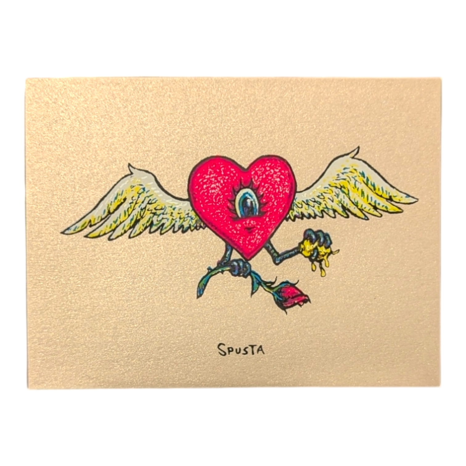 Marq Spusta Flying Heart with Rose (Nude Shimmer) Micro Print