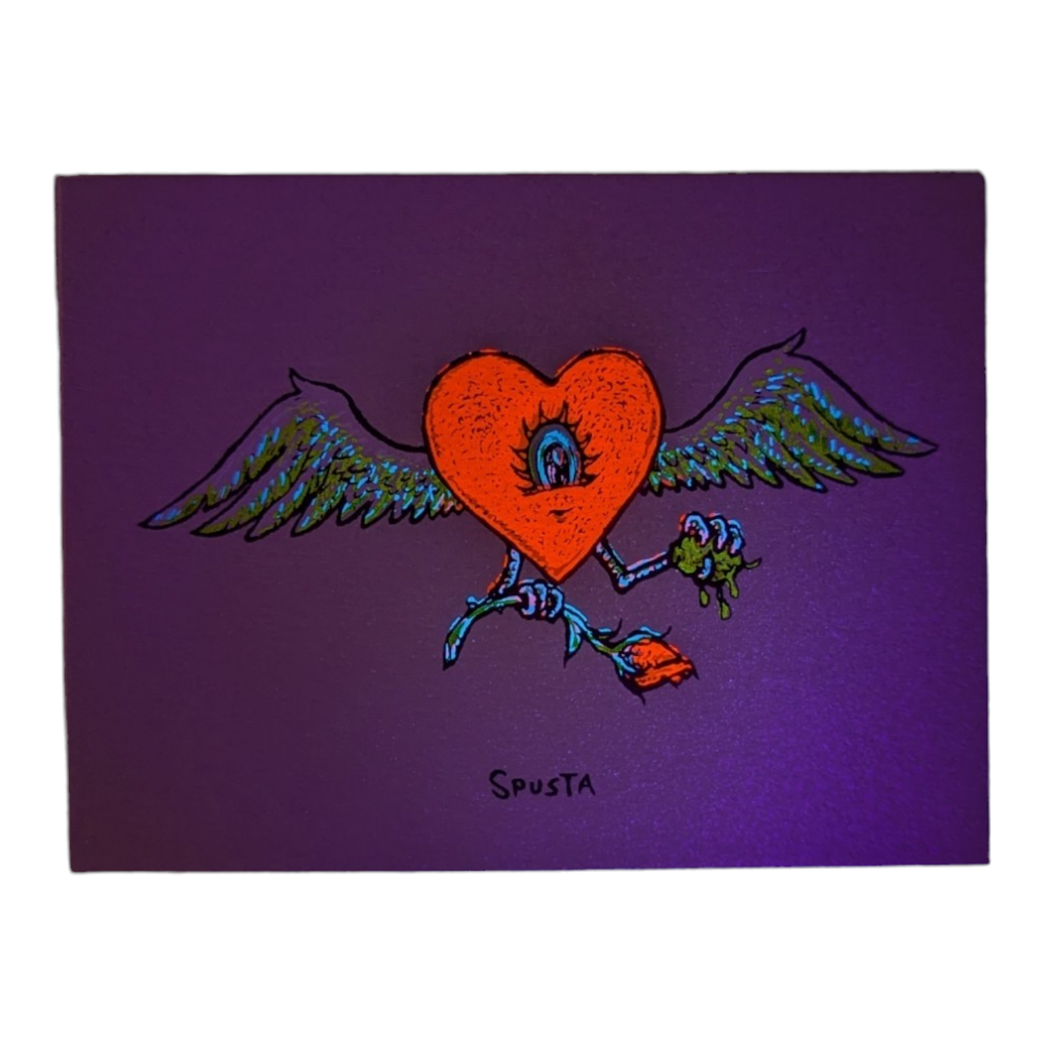Marq Spusta Flying Heart with Rose (Nude Shimmer) Micro Print