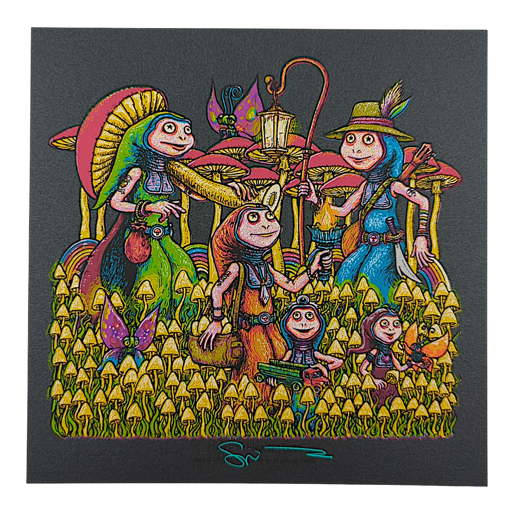 Marq Spusta "Happy Harvesters" (Black Shimmer) Mini Print