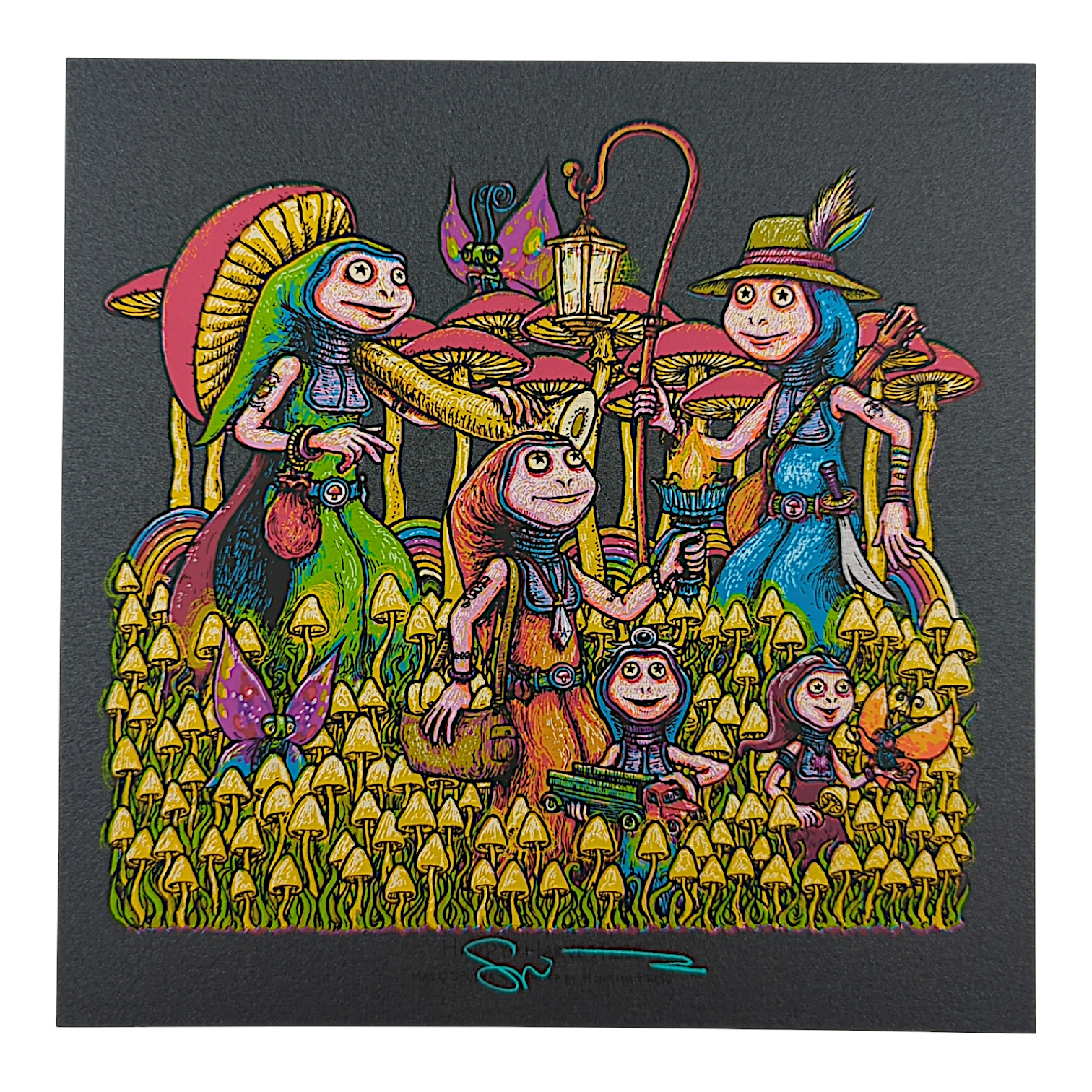 Marq Spusta "Happy Harvesters" (Black Shimmer) Mini Print