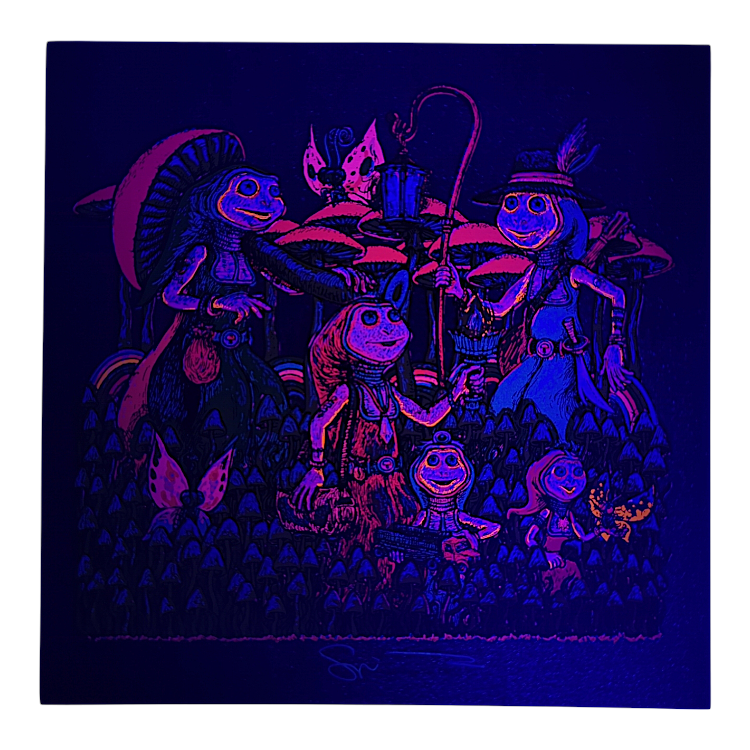 Marq Spusta "Happy Harvesters" (Black Shimmer) Mini Print