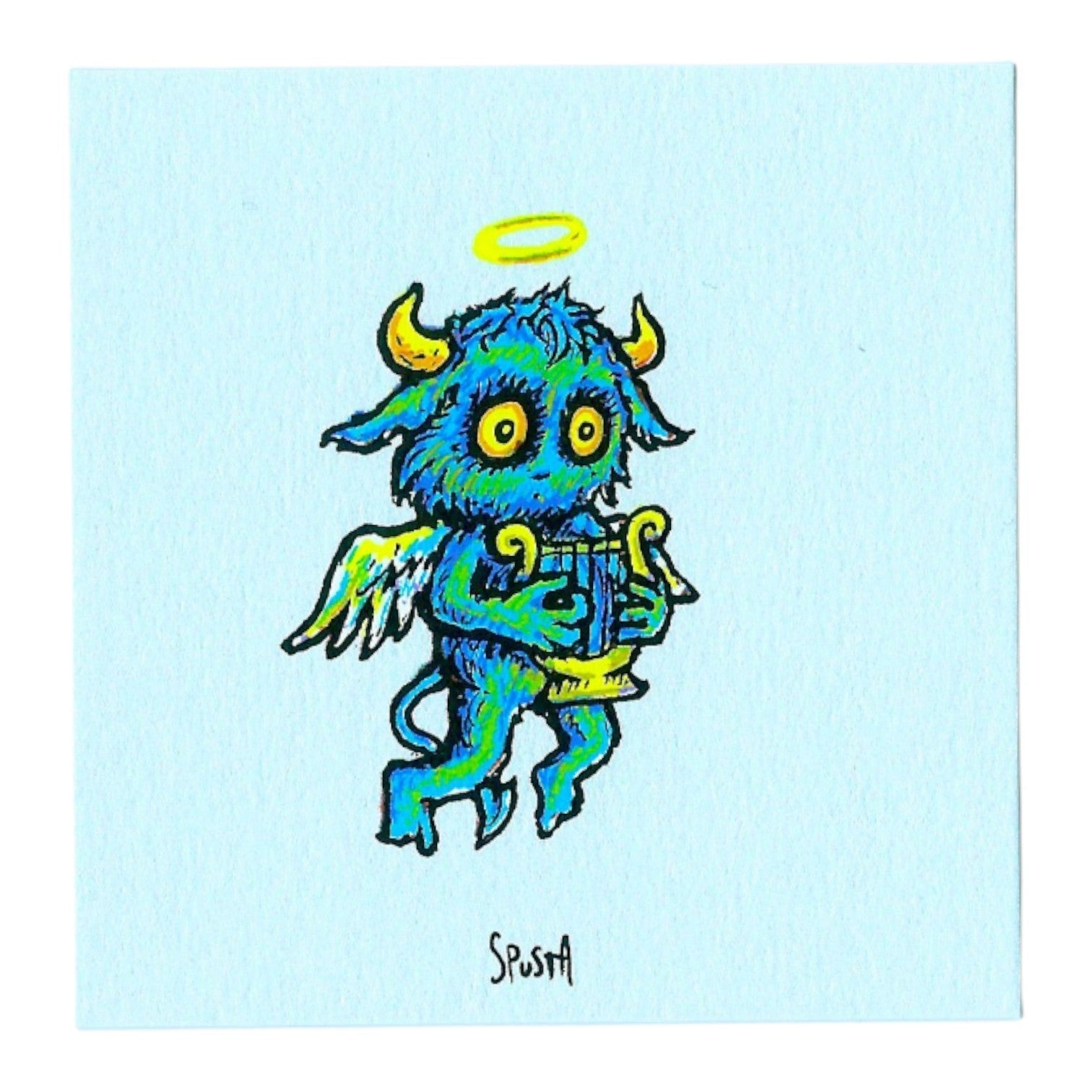 Marq Spusta "Harp Angel" (Light Blue Shimmer) Micro Print