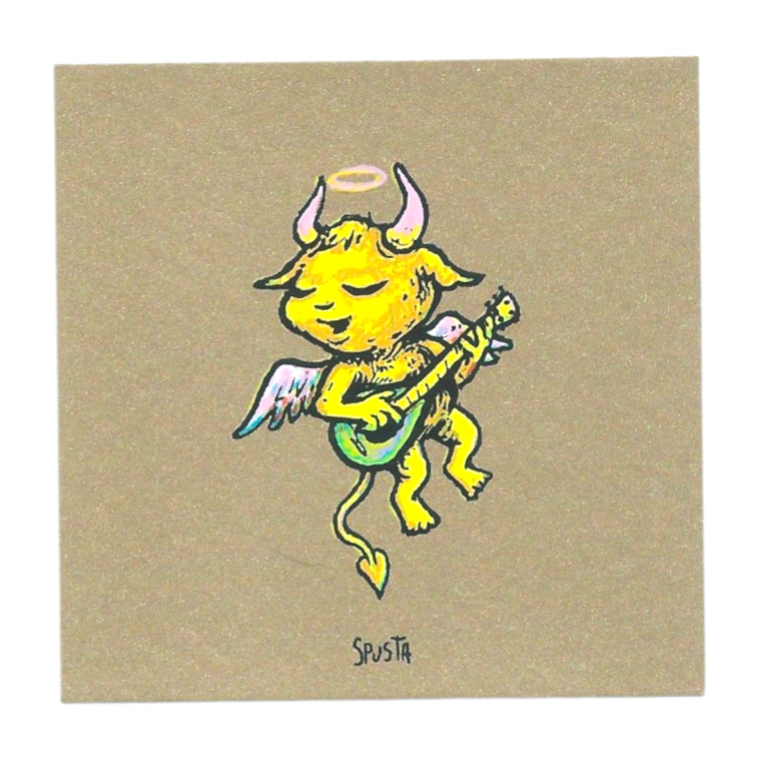 Marq Spusta "Mandolin Angel" (Listening Gold) Micro Print